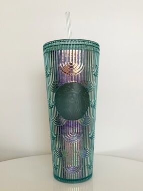Starbucks Iridescent Mermaid Tumbler Venti 24oz Cold Cup Blue Purple Rainbow Cup